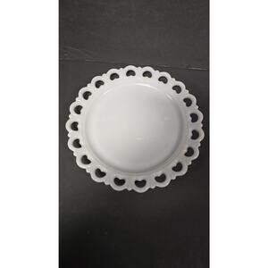 Vintage Milk Glass Heart Lace Edge White Plate Valentines Victorian Decor